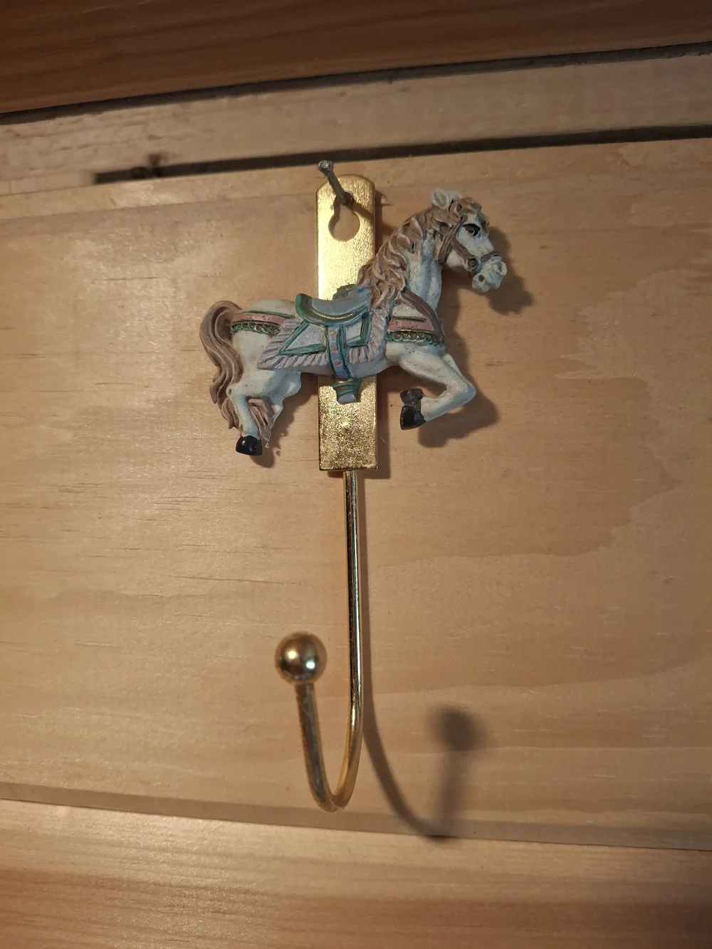 Decorative White Horse Carousel Hook & Ceramic Jewlery Box